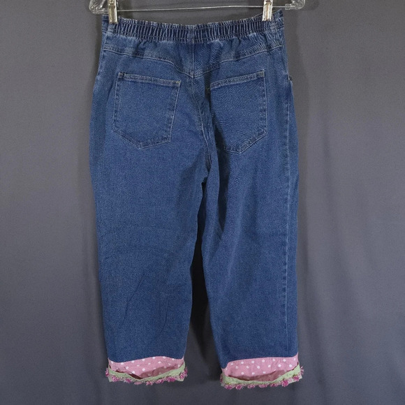 Quacker Factory Denim Pants Elastic Waist Size S Whimsical Fairy Y2K Maximalist - Picture 5 of 10